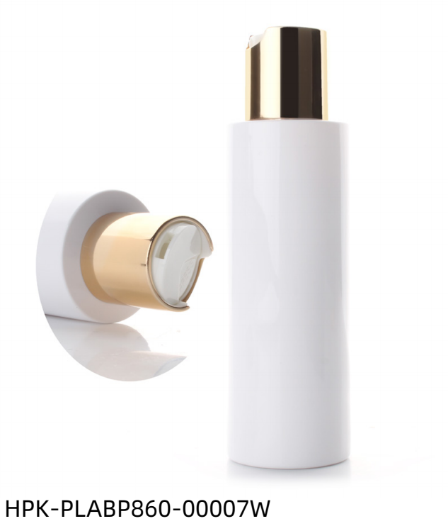 White Plastic Lotion Bottle Metalized  Disc Cap
